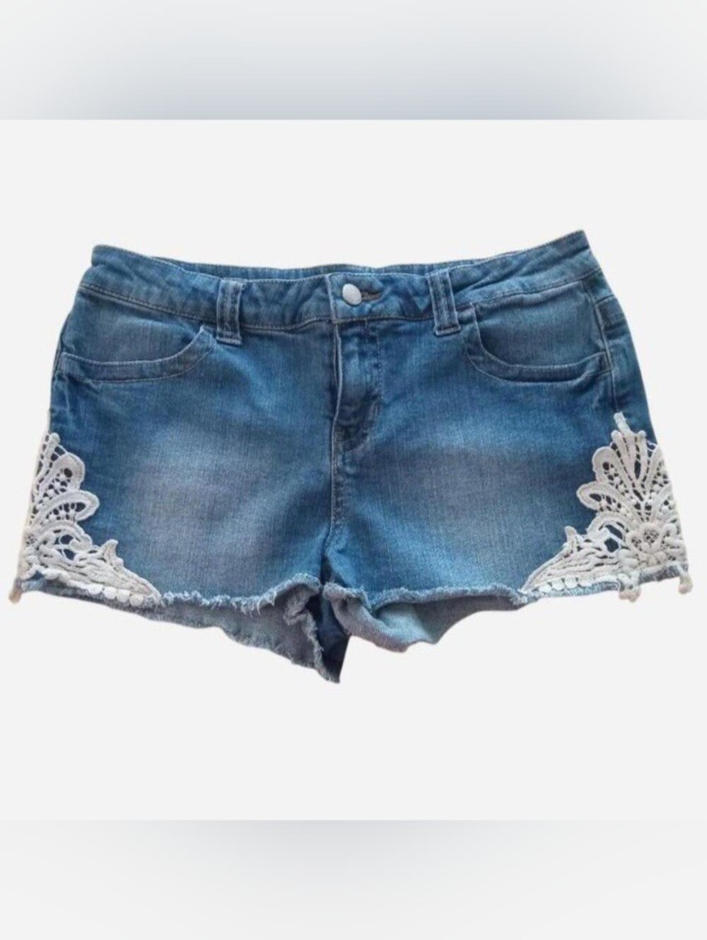 Women's Denim Shorts with Lace Trim Y2K